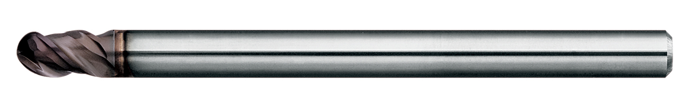 F&D Tool Company 17262-AT1910 Two Flute Ball Nose End Mill for Aluminum 5/16 Mill Diameter High Speed Steel Extra Long 2 Flute Length Single End 3.75 Overall Length 3/8 Shank Diameter 