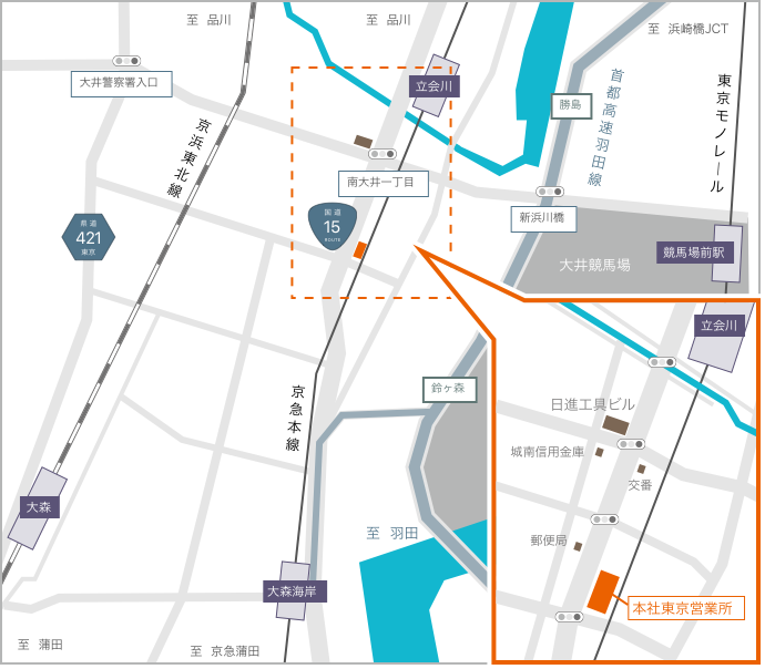 【地図】本社・東京営業所